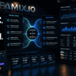 Futuristic growth analytics dashboard