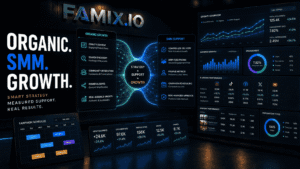 Futuristic growth analytics dashboard
