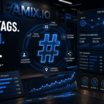 Futuristic hashtag data dashboard