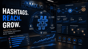 Futuristic hashtag data dashboard
