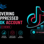 Professional TikTok account recovery illustration showing suppressed reach restoration, FYP visibility recovery, engagement growth, and algorithm optimization strategies.
