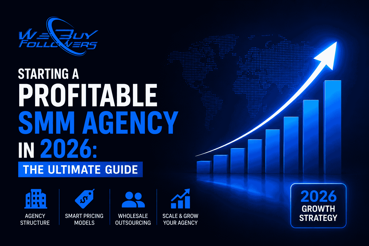 Professional featured image illustrating SMM agency growth, client acquisition, scalable business systems, pricing strategies, and digital marketing success.