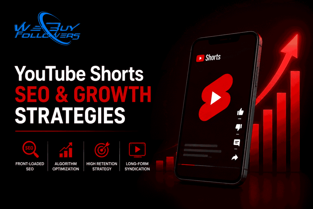 Professional featured image illustrating YouTube Shorts growth strategies, video SEO optimization, audience retention, content discovery, and short-form video marketing performance.